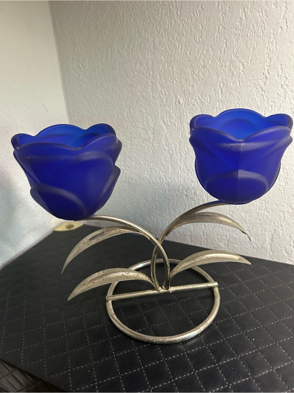 Davco Silver "Decorator's Choice" Twin Tulip / Lotus candleholder
